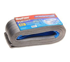 Буксировочный грузовой трос MEGAPOWER 42000кг длина 6 метров, ширина ленты 120мм петля-петля M-75642 