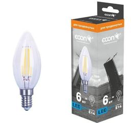 Светодиодная лампа ECON, LED CN 6Вт E14 4200K B35 FIL 926010 