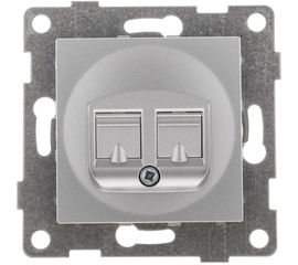 Механизм компьютерной и телефонной розетки GUSI ELECTRIC Ugra RJ45, RJ12, СУ, серебро С11КТ-004 