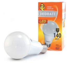 Светодиодная лампа ECOWATT A60 230В 15W 3000K E27 теплый белый свет груша 4606400206118 