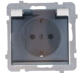 Розетка Ospel Sonata 1-ая с/з IP44, с крышкой, Schuko, без рамки, бежевый GPH-1RS/m/27/d 