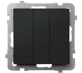 Выключатель Ospel Sonata, 3-клавишный, без рамки, черный металлик LP-13R/m/33 