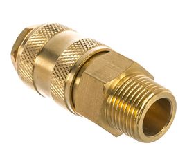 Быстроразъем пневматический с клапаном - наружная резьба 3/8"", латунь ЭВРИКА ER-BSE1-3SM 