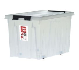 Ящик п/п 589х396х355 мм с крышкой и клипсами, на роликах, прозрачный Rox Box 24840 
