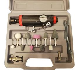 Пневматическая бормашинка KraftWell с набором насадок, в кейсе KRW25PG-T 