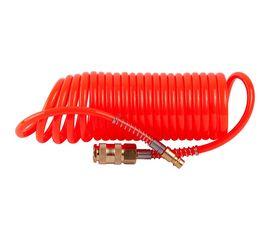 Шланг пневматический спиральный PU 6x8 мм, с быстросъемными фитингами, 5 м AV Steel AV-700005 