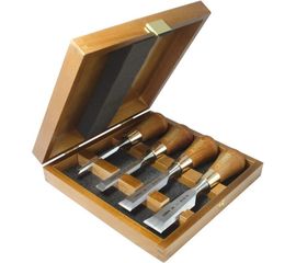 Набор из 4 зачистных стамесок в деревянном ящике NAREX 853750 