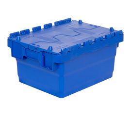 Ящик Sembol Plastik п/э 400x300x222 сплошной синий с крышкой 21814 