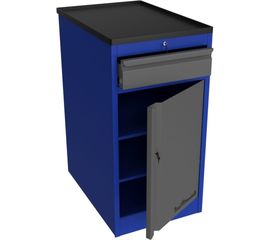 Тумба Верстакофф PROFFI Т1 RAL5005 1 дверца RAL7024 и 1 выдвижной ящик RAL7024,центральный замок 