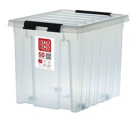 Ящик Rox Box п/п 500х390х390 мм с крышкой и клипсами, на роликах, прозрачный 18710 