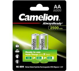 Аккумулятор Camelion NH-AA2500ARBP2 AA-2500mAh, Ni-Mh, Always Ready, BL-2, 1.2В 11006 