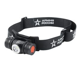 Налобный светодиодный аккумуляторный фонарь ЭРА АРМИЯ РОССИИ GA-502 5B, 5 режимов, черный, на магните, micro-USB, Б0052317 