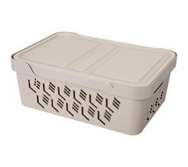 Универсальный ящик Econova Deluxe с крышкой, 380х276х140 мм, 12 л светло-бежевый 433205734 