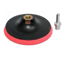 Тарелка опорная 125 мм крепление на липучке Velcro для УШМ М14 + переходник на дрель Bohrer 50112501 