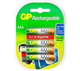 Перезаряжаемые аккумуляторы GP 100AAAHC AAA, емкость 1000 мАч - 4 шт 100AAAHC3/1-2CR4 