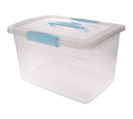 Ящик для хранения Branq Laconic с защелками и ручкой 11 л небесный прозрачный BQ2524НБСПР 