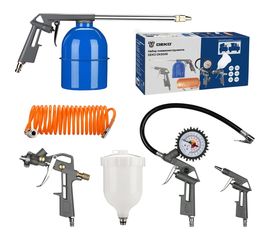 Набор пневмоинструмента DEKO DKSG05, 5 предметов, краскораспылитель с верхн��м бачком 018-0909 