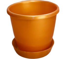 Цветочный горшок с поддонником Каменскволокно 1.3 л, золотистый 00000030472 