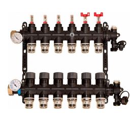Коллекторная группа FV-PLAST полимер 1хPUSH-16 8 выходов, с расходомерами, воздухоотводчиками AA906002108 