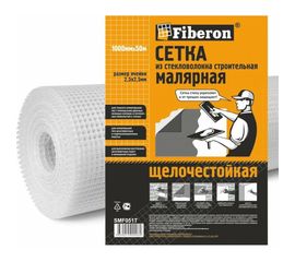 Сетка малярная Fiberon стекловолокно (1х50 м, ячейка 2,5х2,5 мм, белая, 6 шт) 124944 