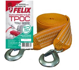 Буксировочный трос FELIX 12 т, лента с 2 крюками 411040103 
