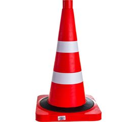 Сигнальный дорожный конус, 520 мм, оранжевый, с 2-мя светоотражающими полосами Протэкт КС-2.8.0-П 