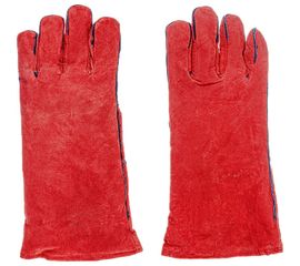 Спилковые утепленные краги с искусственным мехом Gigant красные GHG-05 