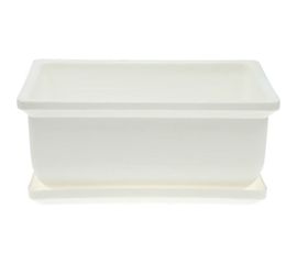 Кашпо с поддоном ФлораПласт Бонсайница 20х14х9 см, белое, 2 л, 7 шт. 000919 