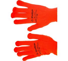 Утепленные, акриловые перчатки с защитой от скольжения Зубр ЭКСПЕРТ 10 класс, сигнальный цвет, р.S-M 11464-S 