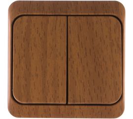 Выключатель Schneider Electric 2-клавишный ОП Этюд Дача 10А с индикатором, бук SchE BA10-006T 