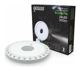 Кемпинговый фонарь Gauss модель GFL003 24LED 300lm 3xAA белый магнит и карабин LED 1/12/72 GF003 