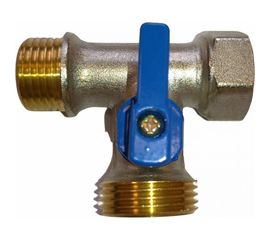 Шаровой кран для стиральной машины RM трёхпроходной, 1/2х3/4х1/2, никелированный -3WFMM 