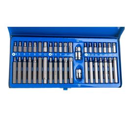 Набор бит Vorel 1/2. 3/8 40 предметов HEX Torx SPLINE металлический кейс 66400 