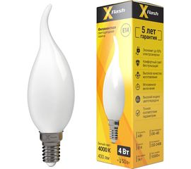 Светодиодная лампочка X-Flash XF-E14-FLM-СA35-4W-4000K-230V артикул 48854 