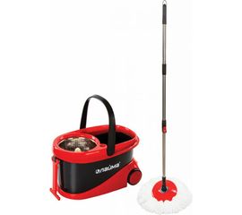 Набор для уборки ЛАЙМА ведро 19 л/9 л с отжимом на колесах, швабра с круглой насадкой 2 шт кольцо 606303 