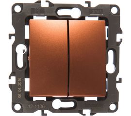 Двойной переключатель ЭРА 12110614 10АХ250В, IP20, Эра12, медь Б0019297 