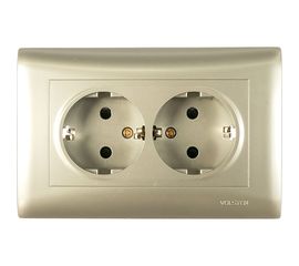 Двухместная розетка с заземлением Volsten V01-15-R24-S Magenta Argento, 10024 