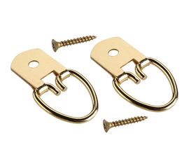 Усиленная петля-подвес ЕВРОПАРТНЕР для картины, фоторамки, латунированнная сталь 2 шт. 16 0337 1 