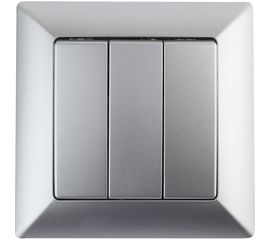 Тройной выключатель Intro 410603 10А, 250В, СУ, Solo, алюминий Б0043300 