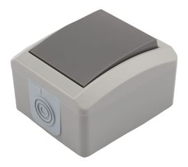 Одноклавишный накладной выключатель KRANZ IP54 серый KR-78-0608 