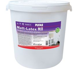 Моющаяся латексная краска Пуфас MATT-LATEX матовая Основа D мороз. 27л 38,6кг МЛ тов-170618 