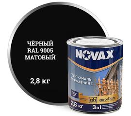 Грунт-эмаль Goodhim NOVAX 3в1 черный RAL 9005, матовая, 2,8 кг 39757 
