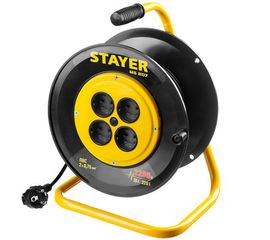Удлинитель на катушке Stayer MS 207, 30 м, 2200 Вт, 4 гнезда, ПВС 2х0,75 мм2, 55073-30_z01 