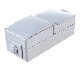 Вертикальный блок: розетка+выключатель ЭРА Эксперт 11760703 IP65, 16A, 250В, ОУ Б0035998 