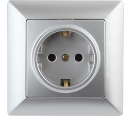 Розетка Intro 420203 2PE Schuko, 16А, 250В, СУ, Solo, алюминий Б0043314 