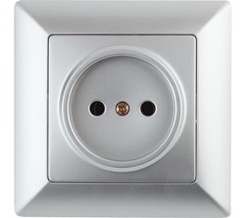 Розетка Intro 420103 2P, 16А, 250В, СУ, Solo, алюминий Б0043307 