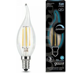 Лампа Gauss LED Filament Свеча на ветру dimmable E14 5W 450lm 4100K 104801205-D 