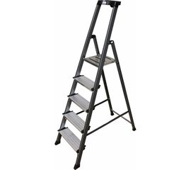 Стремянка, анодированные боковины Krause MONTO SECURO, 5 ступеней 126436 