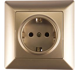 Розетка Intro 420204 2PE Schuko, 16А, 250В, СУ, Solo, шампань 20 Б0043315 