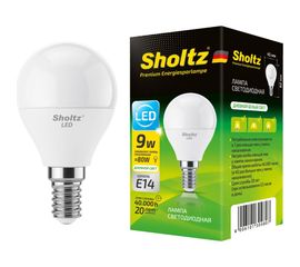 Светодиодная лампа Sholtz шар 9Вт E14 4000К 220В LEB3048 